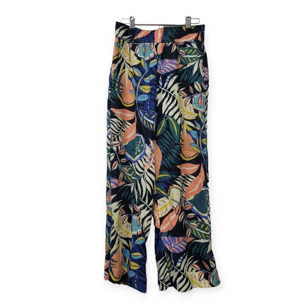 C&C california 100% linen tropical pull on pants, xs